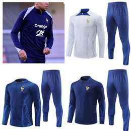 survêtement français enfants kit ensemble coupe du monde mbappe survetement football jogging Equipe de 23 24 25 costume d'entraînement de football enfant garçon ensemble manches longues