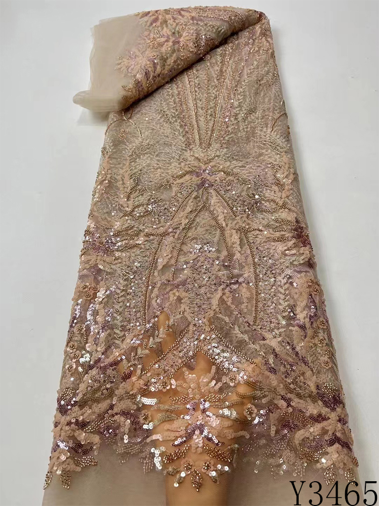 フランスのチュール刺繍レースファブリック2023ブライダルウェディングドレス用の高品質ナイジェリアスパンコールアフリカメッシュ生地縫いY3464