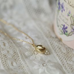 Vintage français 925 argent sterling cubique zircone collier pendentif fleur