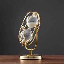 Souchon en laiton vintage français 360 horloge en métal rotatif Morloge de sable de sable antique pour les cadeaux décor du bureau de mariage