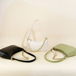 Franse vintage krokodile parelketen onderarm tas 2021 Koreaanse versie nieuwe textuur van veelzijdige one-shoulder crossbody tas