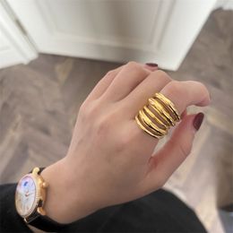 Franse vintage multi-layer holle lijn ring voor dames licht luxe ontwerp overdreven mode eenvoudige charme sieraden trend