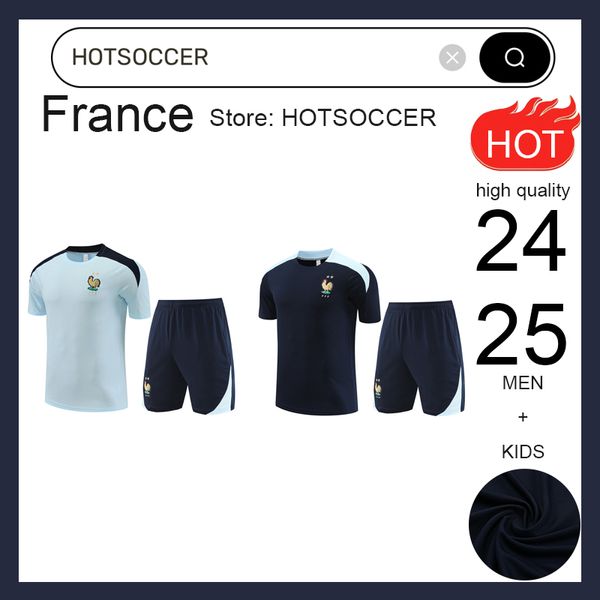 Frenches francia chándal camiseta de fútbol BENZEMA MBAPPE equipe 24/25 Traje de entrenamiento de fútbol Manga corta chandal de futbol sudadera Suéter survetement