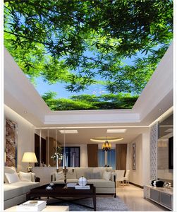 Verse bamboe bos slaapkamer plafond muurschildering modern behang voor woonkamer