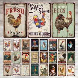 Verse eieren metalen schilderijen tin bord boerderij winkelen Franse caf￩ melk thuis muur decor vintage poster platen gelukkige kip retro plaque caf￩ ijzerplaques stickers