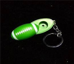 Verse groene sleutelhanger voetbalvorm mini rookpijpen hand tabak sigaretten pijpen metalen handpijpen4399384