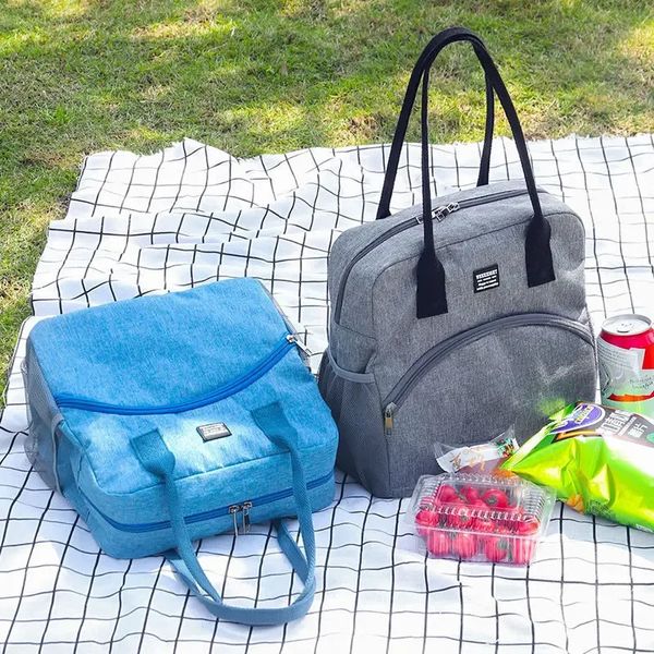 Bolsas de almuerzo con aislamiento fresco para mujer y hombre, bolsa de hombro con aislamiento térmico, caja enfriadora de comida para picnic, bolsa de almacenamiento de hielo, Loncheras 240320