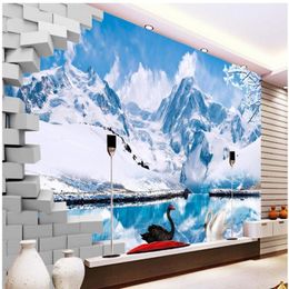 Verse sneeuw berg Tianchi 3D TV achtergrond muurschildering 3d behang 3d behang voor tv achtergrond3055288