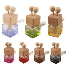 Reserveerolie Essentiële lucht kleurrijke lege flesglas parfum diffuser met ventilatieclip houten dop en stok voor auto geur ornament