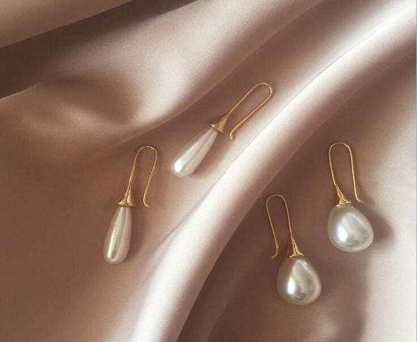 Pendientes de perlas cultivadas en agua dulce para mujeres colgando pendientes 0655729
