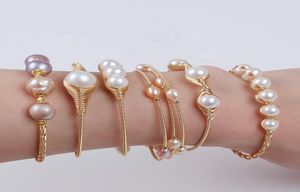 Bracelet de bracelet de bracelet de bracelet en bracelet d'ouverture réglable enveloppé en eau douce pour femmes7505998