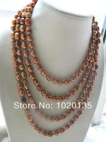 collier de perles d'eau douce baroque marron 7-9mm nature 100