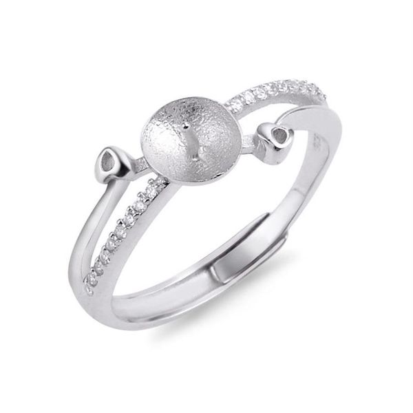 Anillo de perlas de agua dulce Diseños de montaje para mujeres Anillo de circón de plata de ley 925 Accesorios en blanco 5 piezas 243f