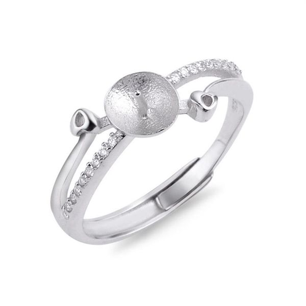 Anillo de perlas de agua dulce Diseños de montaje para mujeres Anillo de circón de plata de ley 925 Accesorios en blanco 5 piezas 2747