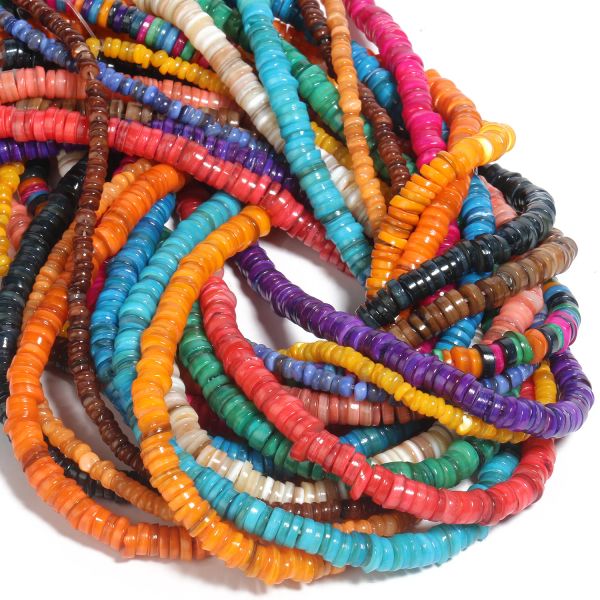 Cuentas planas de concha de agua dulce Heishi Reduck Spacer Rondelle Beads para joyas que hacen braceletas de caparazón de perla de bricolaje 15 ''