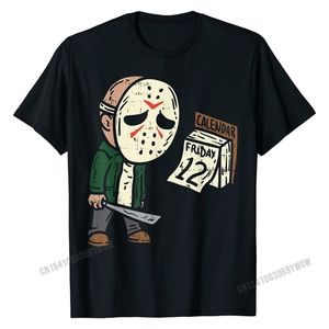 Viernes 12 divertido Halloween película de terror Humor camiseta hombres Fitness apretado Tops camisa algodón camisetas cumpleaños 220325