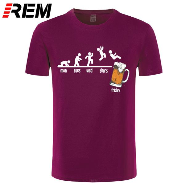 Vendredi bière Boire O Men de cou T-shirt Horaire drôle lundi lundi mercredi jeudi jeudi numérique T-shirts pour hommes T-shirt pour hommes T-shirt 448