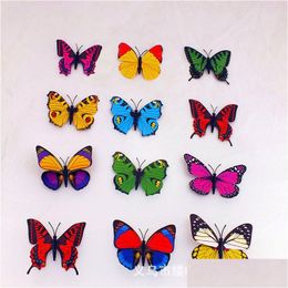 Magnets de refrigerador 100 PCS Colorf Colorf Tressional Simación de mariposa Magnet Decoración del hogar Entrega Dhrie