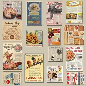 Koelkastmagneten 15 stks Retro Voedsel Muurstickers Posters Vintage Voor Art Bar Deur Behang Koelkast Kamer Home Decor Waterdichte Decals