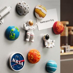 Magnets de refrigerador 3D Happy Planet Series Refrigerador Sticker Spaceship Spaceship Earth Resin Magnetic Message Board Decoración del hogar 230815
