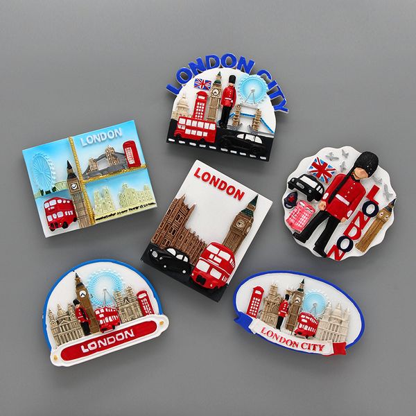 Réfrigérateur Aimants 3D réfrigérateur collé magnétique monde tourisme souvenir cadeaux créatifs réfrigérateur aimants Angleterre Londres bus soldat 230802