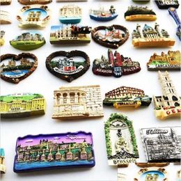 Koelkast magnets 3pcsfridge World Country Tourism Souvenir koelkast 3D geschilderd Duitsland Italië Polenhars Crafts Home Drop levering Dhwak