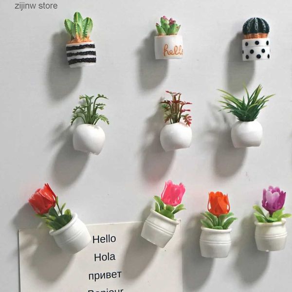 Aimants de réfrigérateur 4-5 Cactus Frozen Magnet Plantes et fleurs Re Congélateur Autocollants magnétiques 3D Mignon Herbe Message Board Rappel Décoration de la maison Y240322