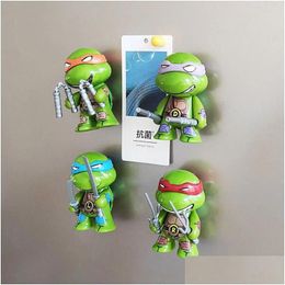 Koelkastmagneten 4 stcs cartoon schildpadhars schattige magnetische sticker auto ornamenten decoraties speelgoed ornament accessoires koelkast magne dhnh5