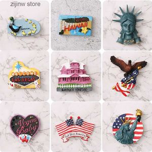 Aimants de réfrigérateur American Frozen Magnet Résine Touristique Souvenir Aimant Bar New York Las Vegas Statue de la Liberté Aigle Drapeau Hawaii Y240322