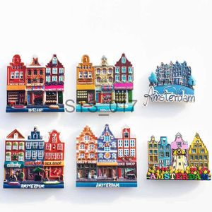 Imanes de nevera Amsterdam Países Bajos Imán de nevera Souvenirs 3d Resina Holanda Etiqueta engomada del refrigerador Decoración Cultura popular Artesanía Regalos Ideas x0731