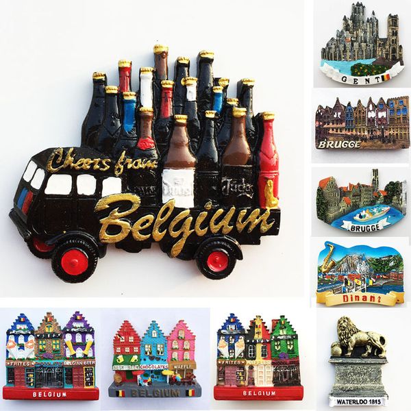 Aimants pour réfrigérateur Belgique Gand Landmark Building aimants pour réfrigérateur Tourisme souvenir Peint Magnétique Réfrigérateur Autocollants Collection Décoration 230701