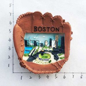 Aimants pour réfrigérateur Boston USA souvenir gants de baseball en trois dimensions autocollants magnétiques réfrigérateur x0731