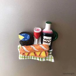 Maignants de réfrigérateur Creative Cartoon Bread Hot Dog Hamburger 3D Resin Réfrigérateur Autocollant Iron Fridge Maignants décoratifs Autocollants