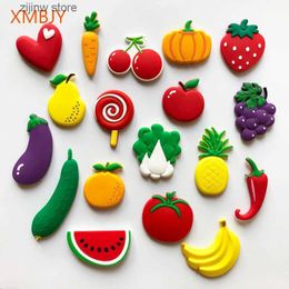 Aimants pour réfrigérateur Expédition directe mignon PVC fruits réfrigérant aimant autocollants pour l'éducation des enfants dessin animé légumes congélation aimants tableau blanc bande magnétique