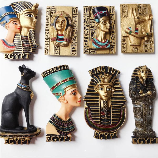 Aimants pour réfrigérateur egypte Anubis mythe reine aimant Souvenir pyramide pharaon sur réfrigérateurs décoration de la maison accessoires 230809