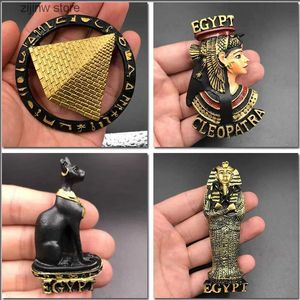 Koelkastmagneten Egyptische toeristische souvenir koelkast sticker voor farao moeder piramide 3Drefrigerator zwarte kat Cleopatra koelkast magnetische sticker cadeau Y240322