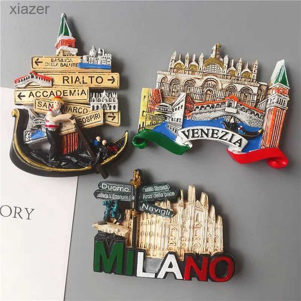 Aimants de réfrigérateur Magnet de réfrigérant Souvenir européen Milan Venise Italie European Stéréo Résine Aimant Decoration Home WX