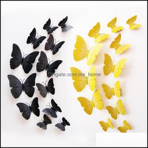 Koelkastmageten Home Decor Garden Creative 12pcs PVC 3D Butterfly Wall Cute Butterflies Stickers Art Decals Decoratie Room Waterdichte druppel