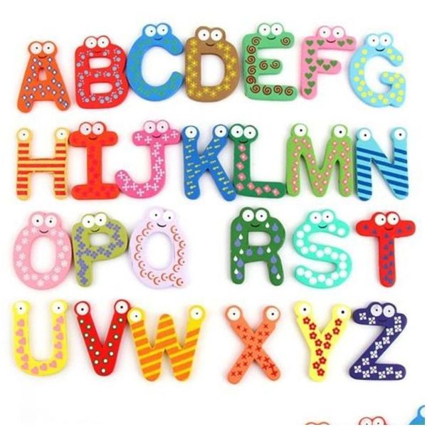 Réfrigérateur Aimants Enfants Bébé En Bois Alphabet Lettre Dessin Animé Apprentissage Éducatif Étude Jouet Uni Cadeau Drop Delivery Maison Jardin Dhnbz