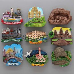 Réfrigérateur Aimants Lucerne lion Macao Italie Venise Nouvelle-Zélande 3D réfrigérateur autocollant Souvenirs décoration de la maison Budapest Hongrie Cambodge x0731