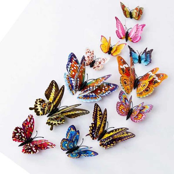 Imanes de nevera Imanes luminosos para nevera 12 Uds. Diseño de mariposa 3D pegatinas artísticas para decoración del hogar decoración de pared DIY Newestvaiduryd