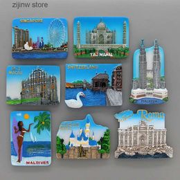 Koelkastmagneten Macau Maleisië Rome China Shanghai Singapore Zwitserland Taj Mahal India 3D koelkasten magnetische home decor Y240322