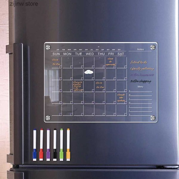 Imanes de nevera Calendario acrílico magnético con 6 tableros de planificación de marcadores para planificadores mensuales y semanales de refrigeradores Y240322