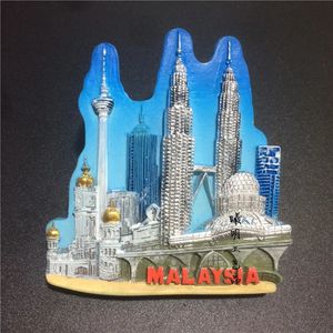 Imanes de nevera Malasia Imán de nevera 3D Recuerdos turísticos Torres Gemelas Petronas de Kuala Lumpur Refrigerador decorativo Etiqueta magnética Regalo 231110