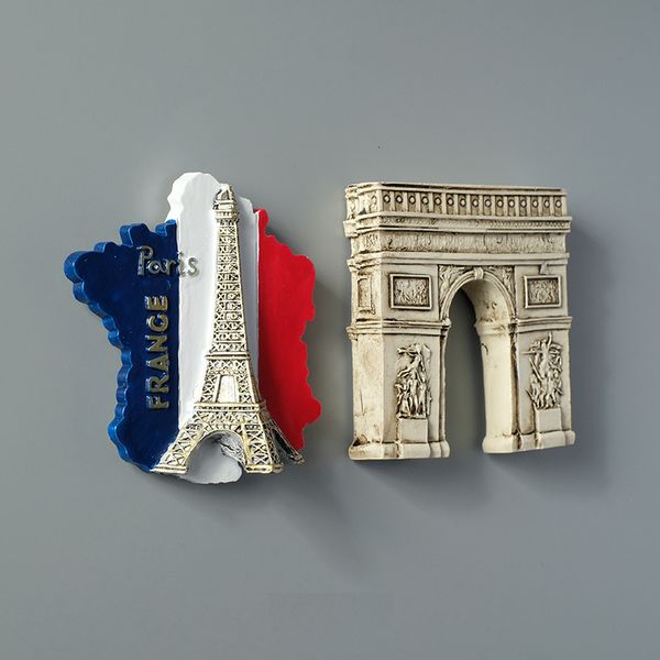 Imanes de nevera París Francia Torre Eiffel arco triunfal Refrigerador europeo Imanes de nevera magnéticos Colección de recuerdos turísticos mundiales regalos 230711
