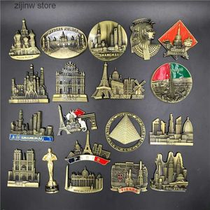 Imanes de Nevera París Francia Metal 3D Lindo Imán Refrigerador Pegatinas Londres Viena Rusia Egipto Pirámide Dubai Refrigerador Imán Decoración Hogar Recuerdo Y240