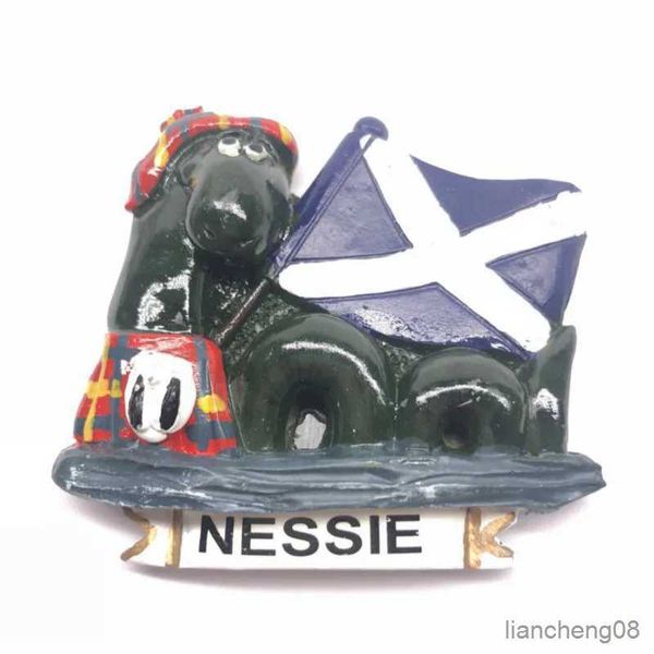 Réfrigage Aimments en résine Sticker Nessie Scotland English Bear India Souveniture Magnet Stone Sticker Sticker Fridge