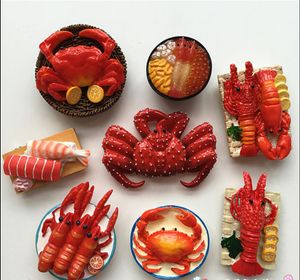 Aimants pour réfrigérateur série Sea life, fruits de mer, crabe royal, homard, huître, autocollants en résine pour réfrigérateur