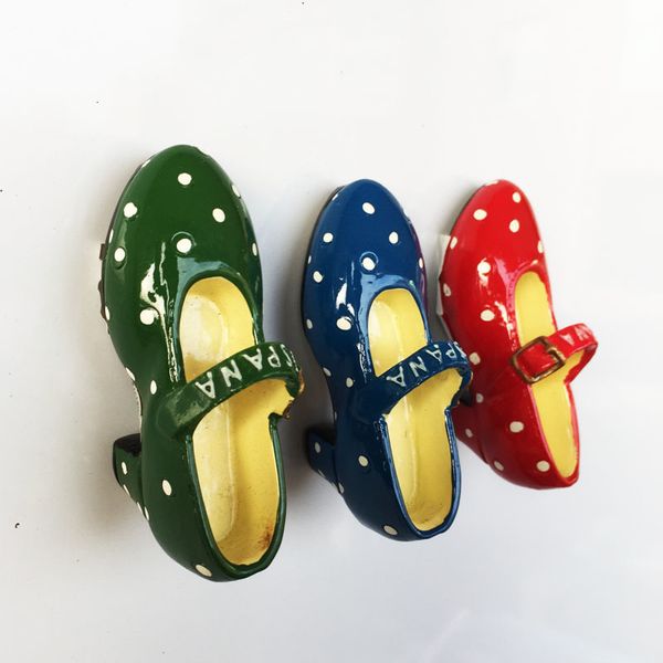 Aimants pour réfrigérateur Espagne Tourisme Flamingo Chaussures de danse Aimant Peinture à la main Magnétique Réfrigérateur Autocollants Artisanat Décoration d'intérieur Cadeaux pour enfants 230919