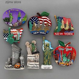 Imanes de nevera Las administraciones de turismo de EE. UU. Estatua de la Libertad de Nueva York Atlantic City Times Square Refrigerador de la ciudad de Nueva York Etiqueta magnética para refrigerador Y2403